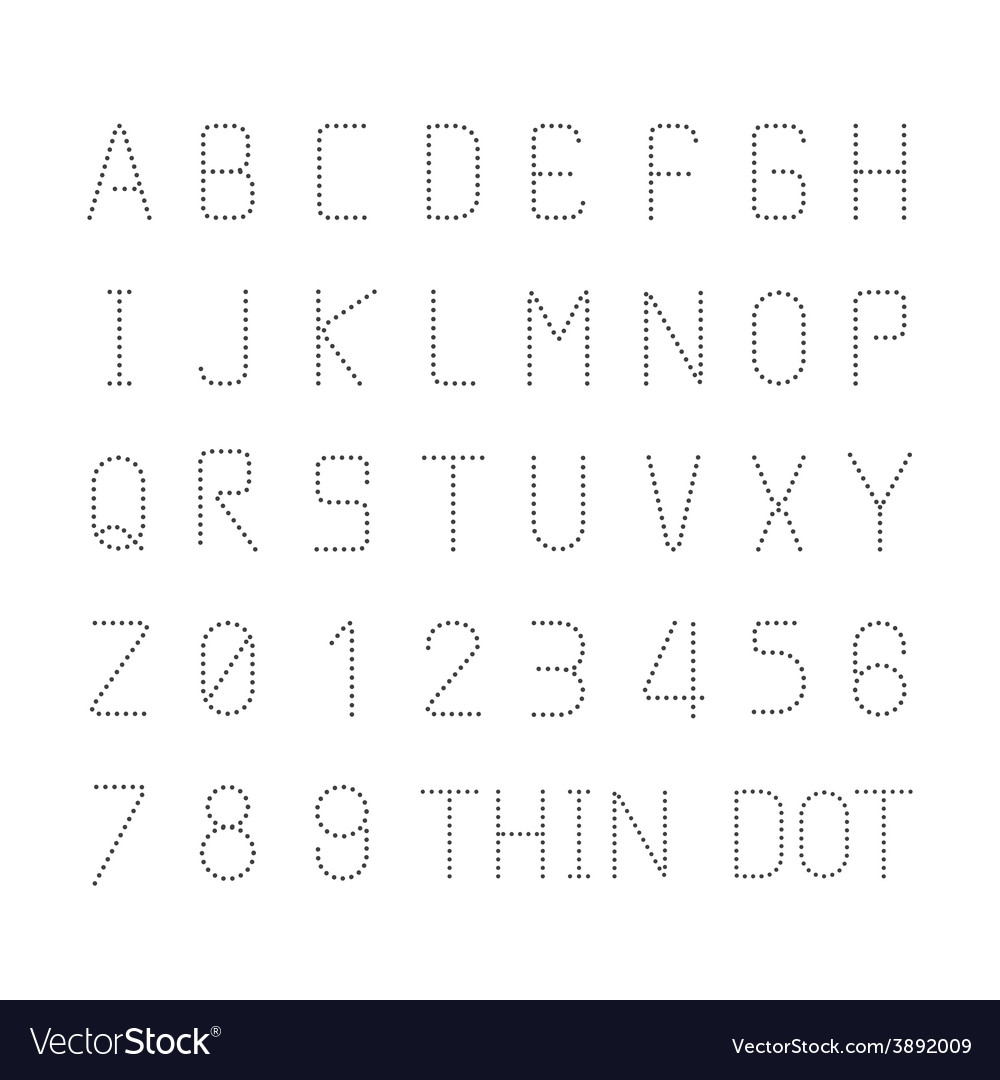 Font Thin Dot Alphabet Character Style Design Set Vector Image Font Thin Dot Alphabet Character Style Design Set Vector Image