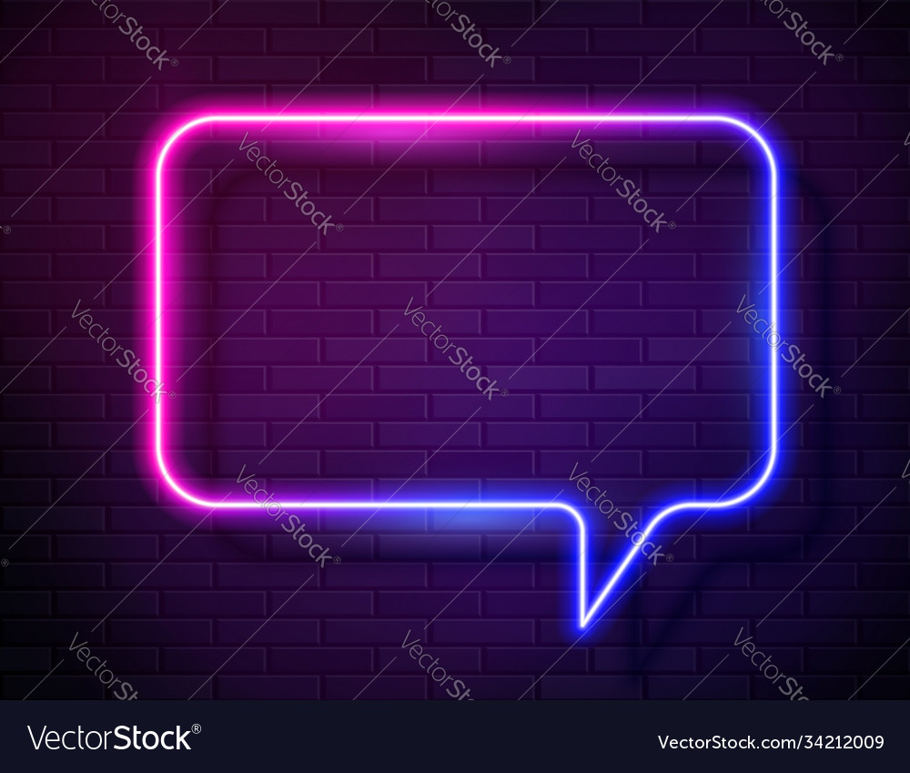 Neon Gradient Glowing Speech Bubble Sign Vector Image