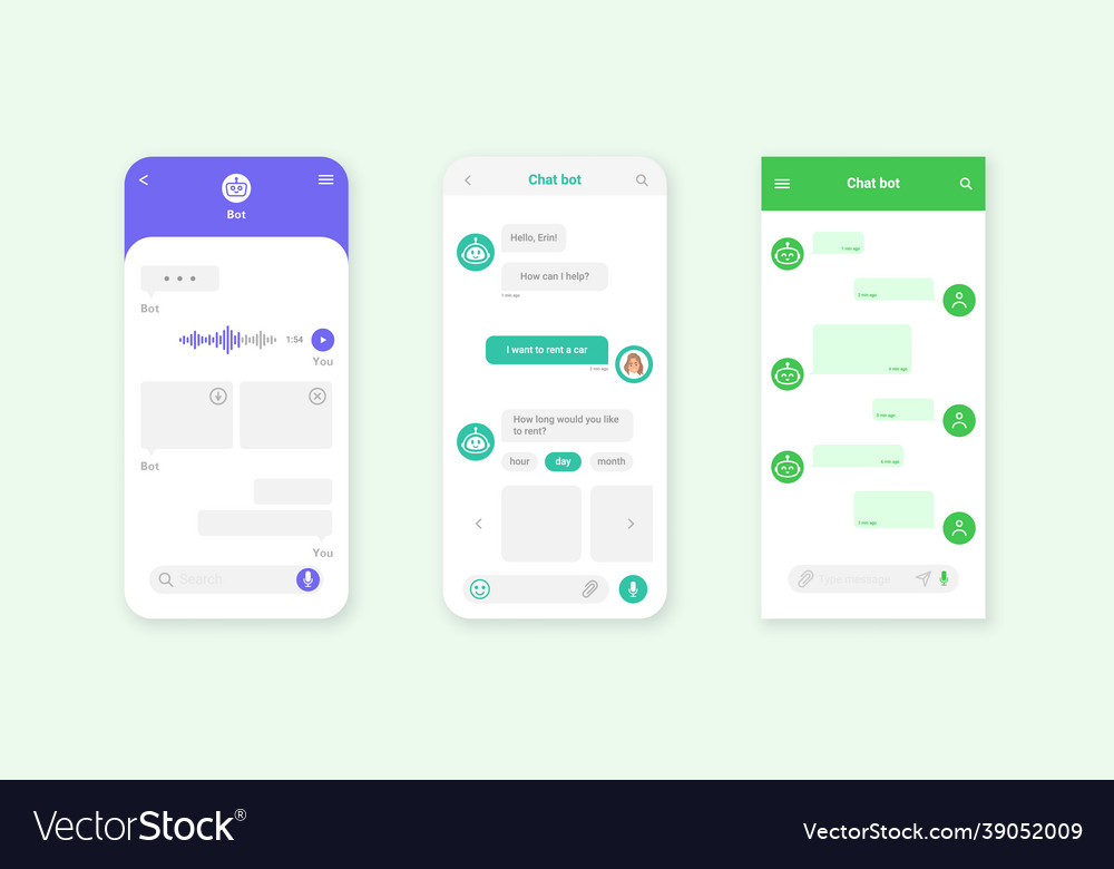 Set of chat bot mobile interface dialog box Vector Image
