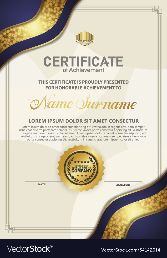 Certificate template with luxury and elegant Vector Image