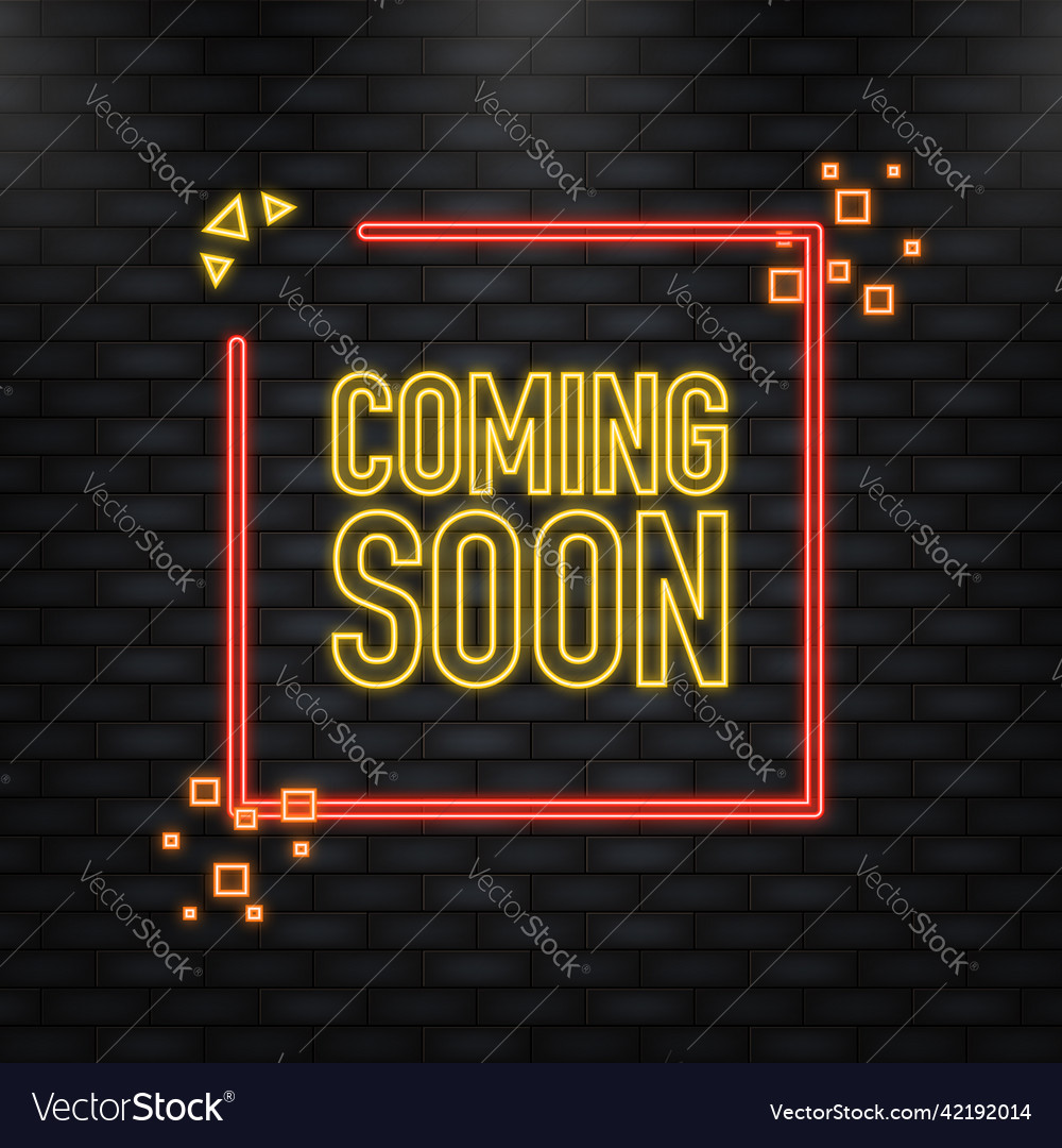 Coming soon megaphone yellow banner in 3d style Vector Image