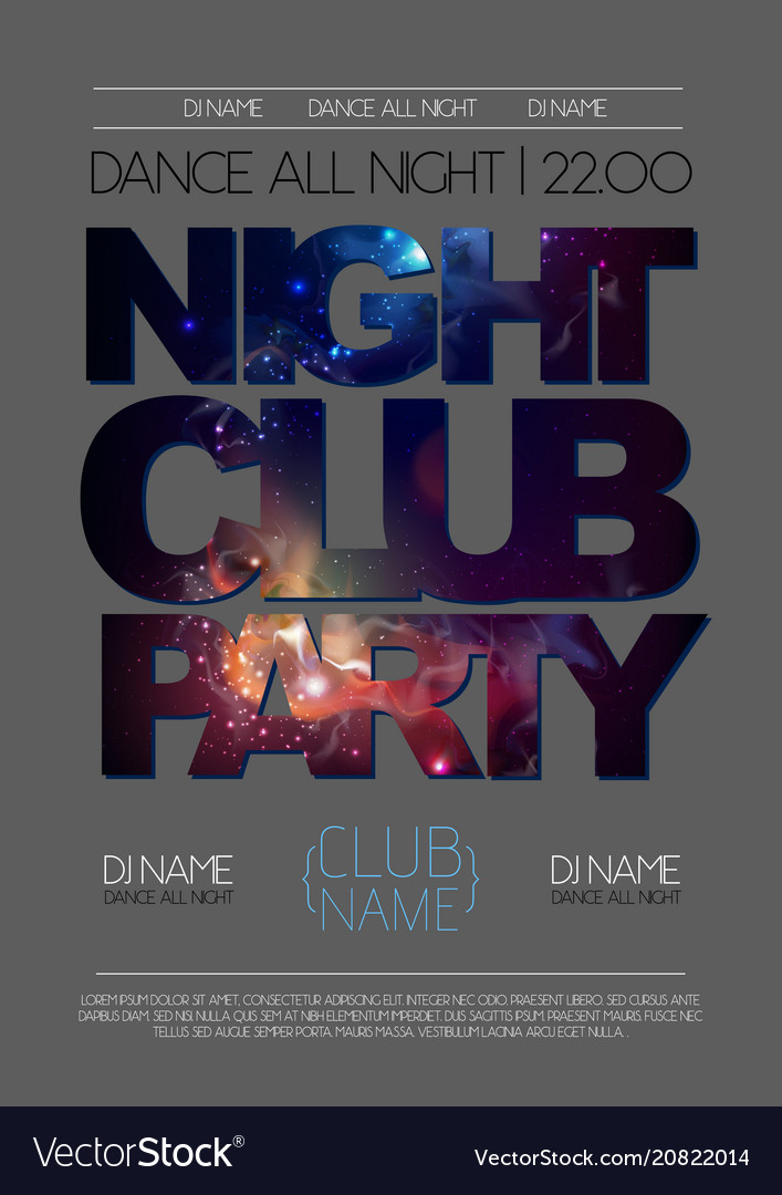 Disco night club poster on open space background Vector Image