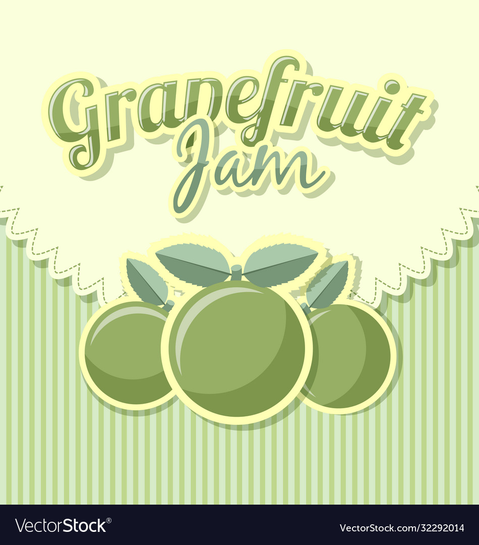 Grapefruit jam label in retro style on striped Vector Image