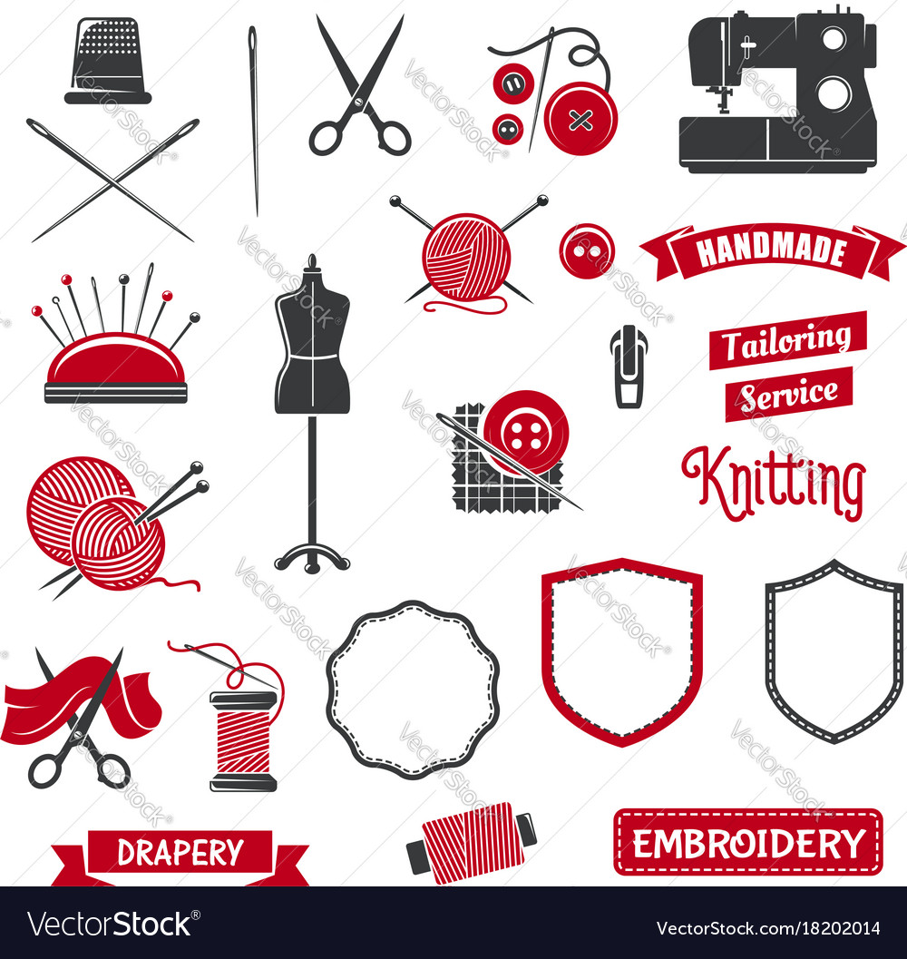 Icons of dressmaker sewing knitting salon Vector Image