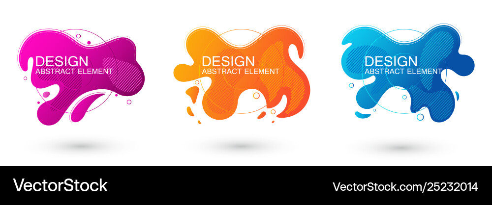 Set abstract liquid shape graphic elements Vector Image