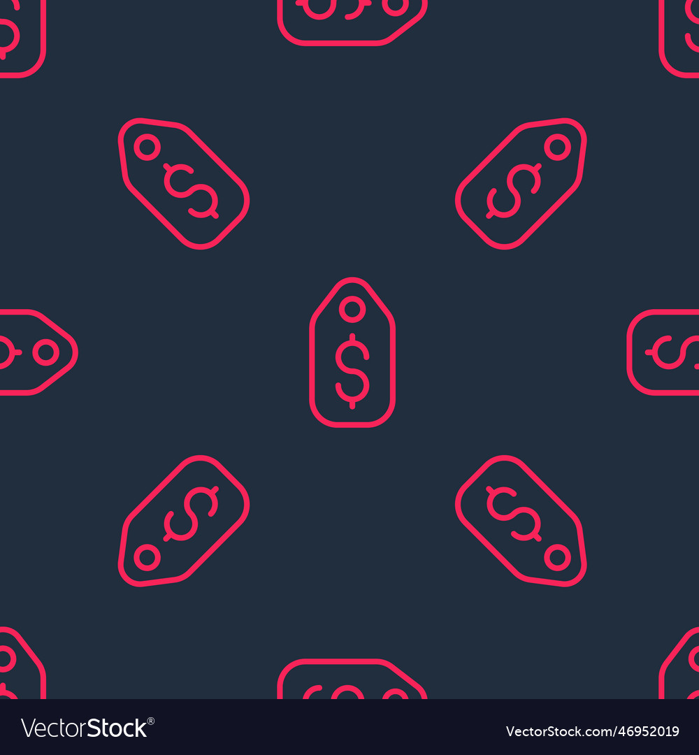 Red line price tag with dollar icon isolated Vector Image