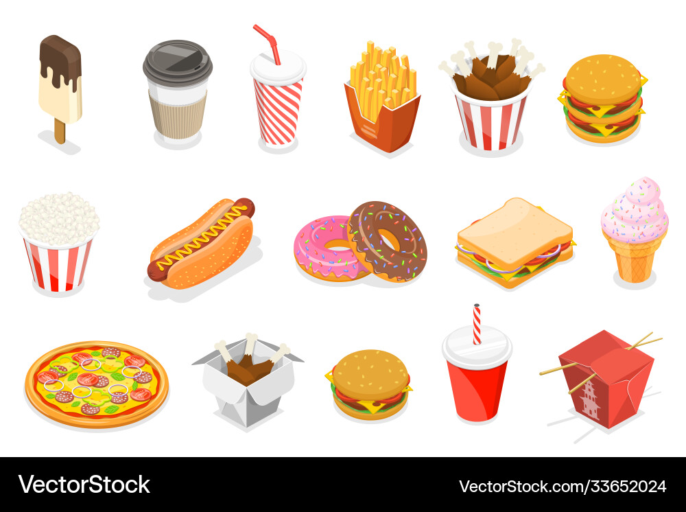 3d isometric flat icon set Royalty Free Vector Image
