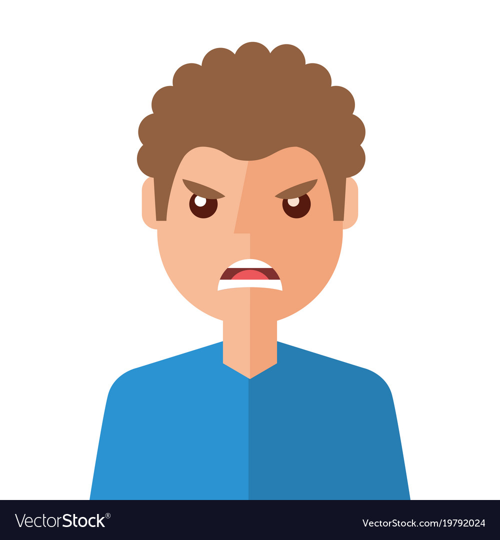 Angry young man avatar character Royalty Free Vector Image