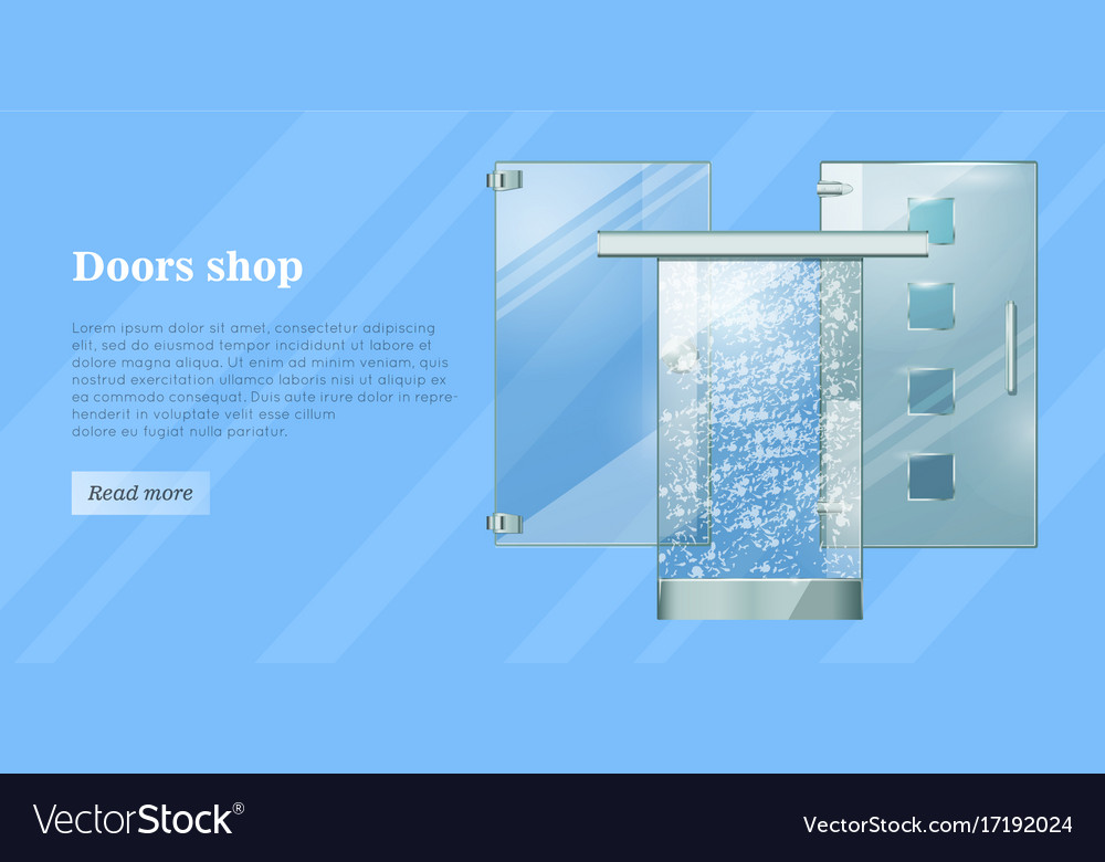 Glass Doors Conceptual Flat Web Banner Royalty Free Vector