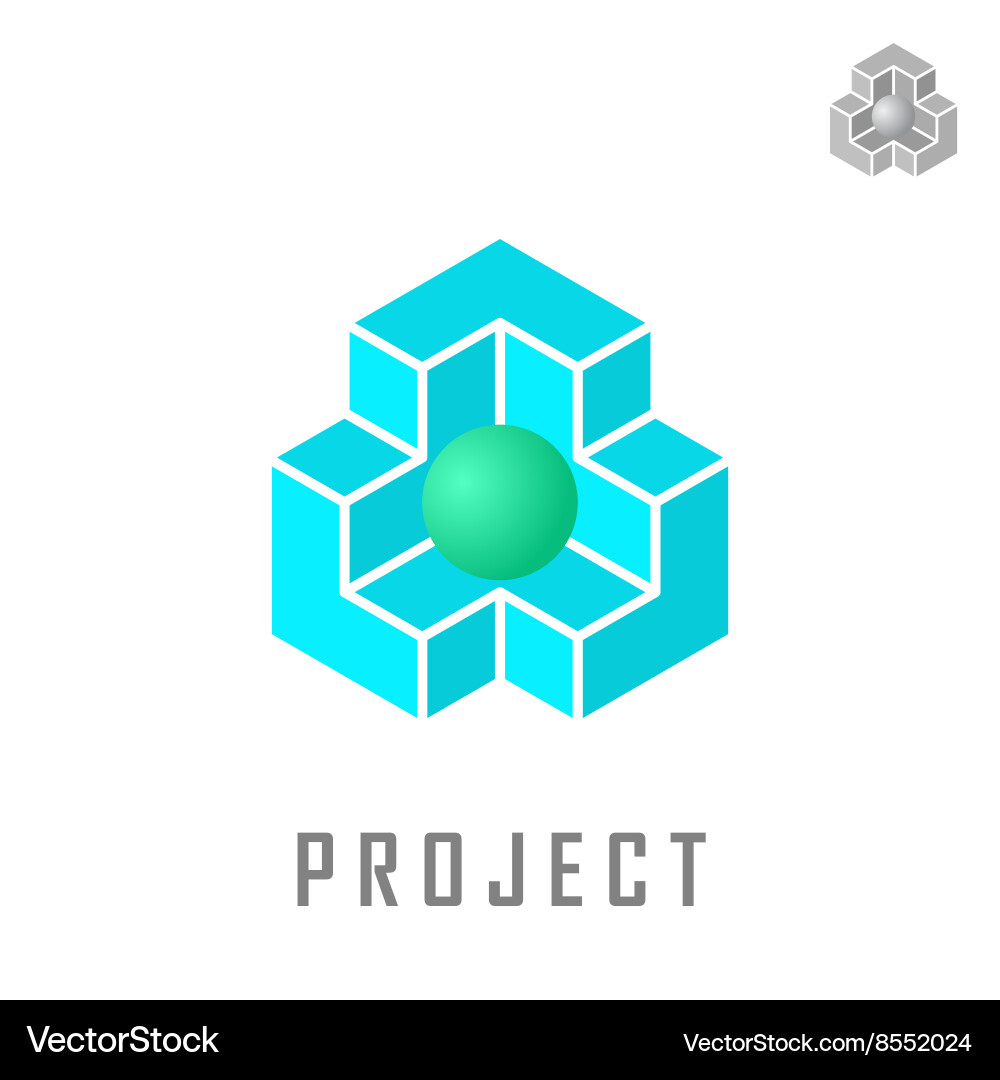 Isometric cube construction Royalty Free Vector Image