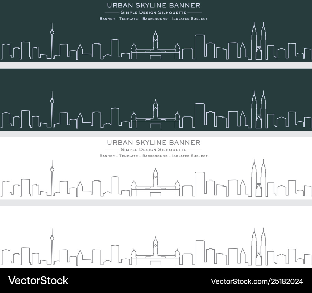 Kuala Lumpur Single Line Skyline Banner Royalty Free Vector