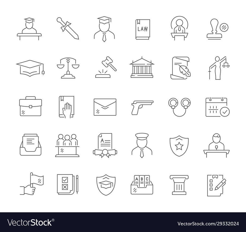 Set Line Icons Jurisprudence Royalty Free Vector Image 4774