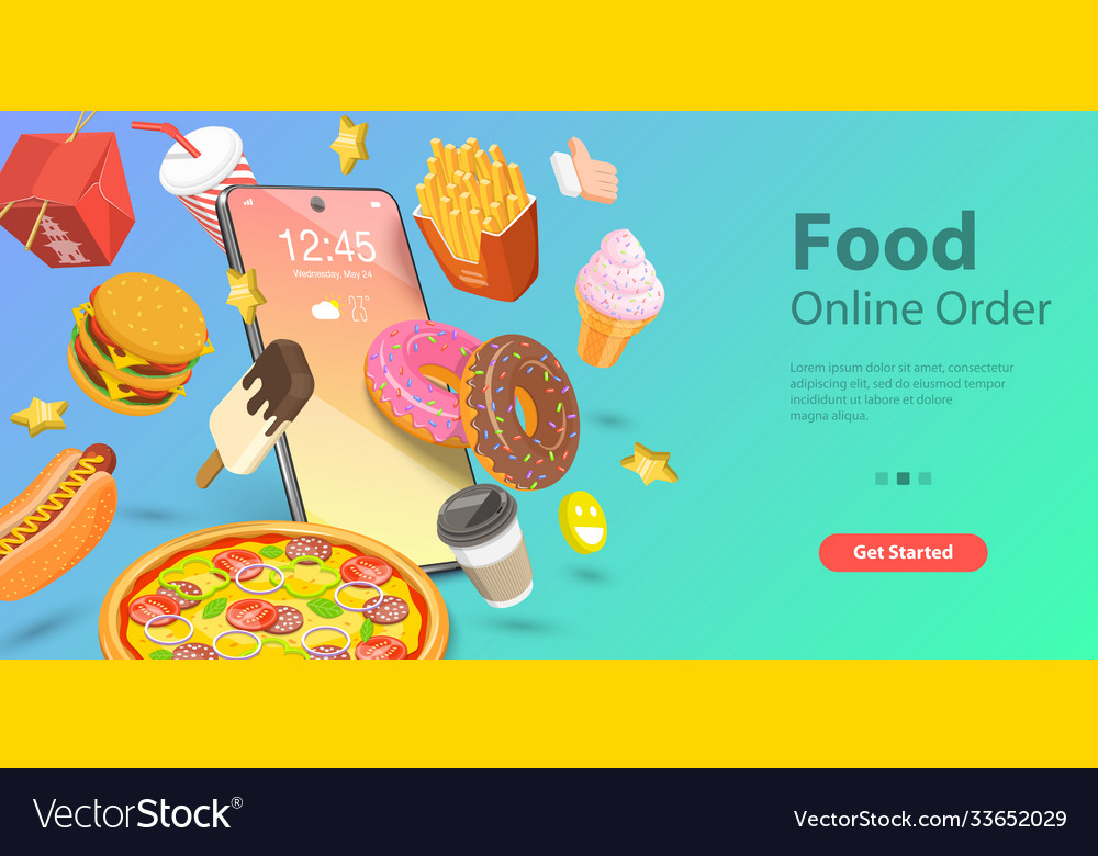 3d isometric for restaurant and cafe online Vector Image