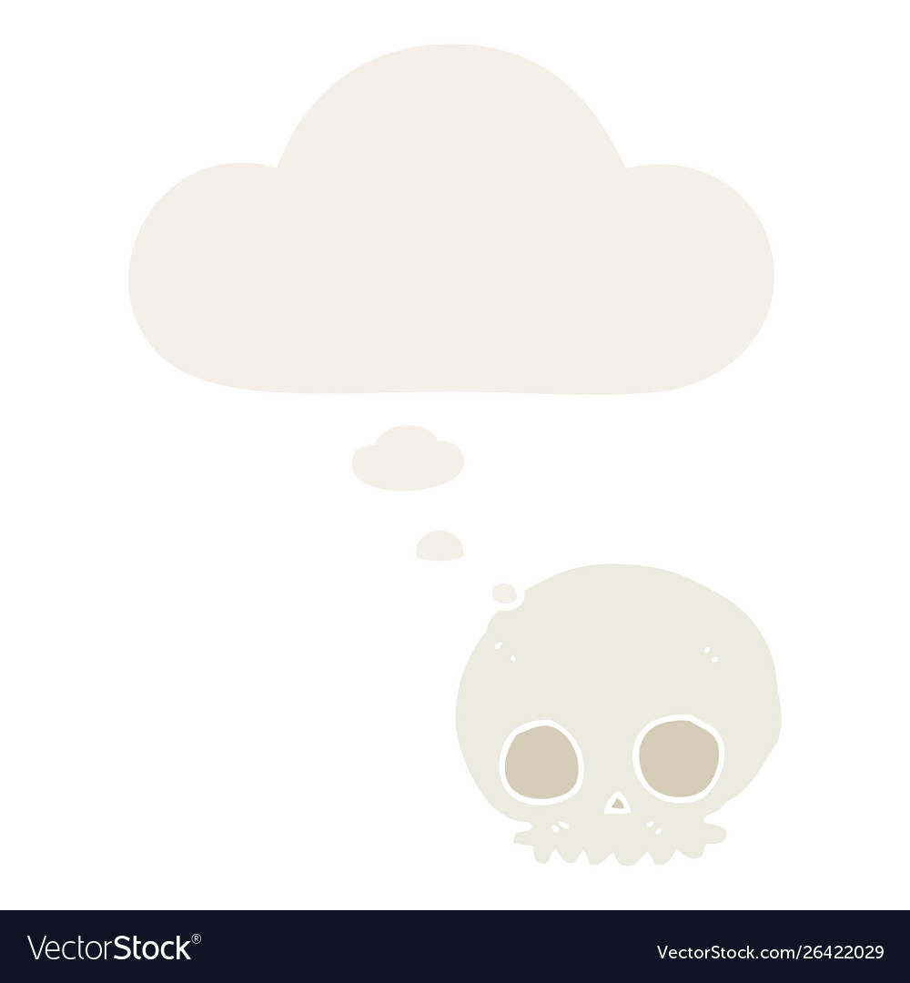 Cartoon skull and thought bubble in retro style Vector Image