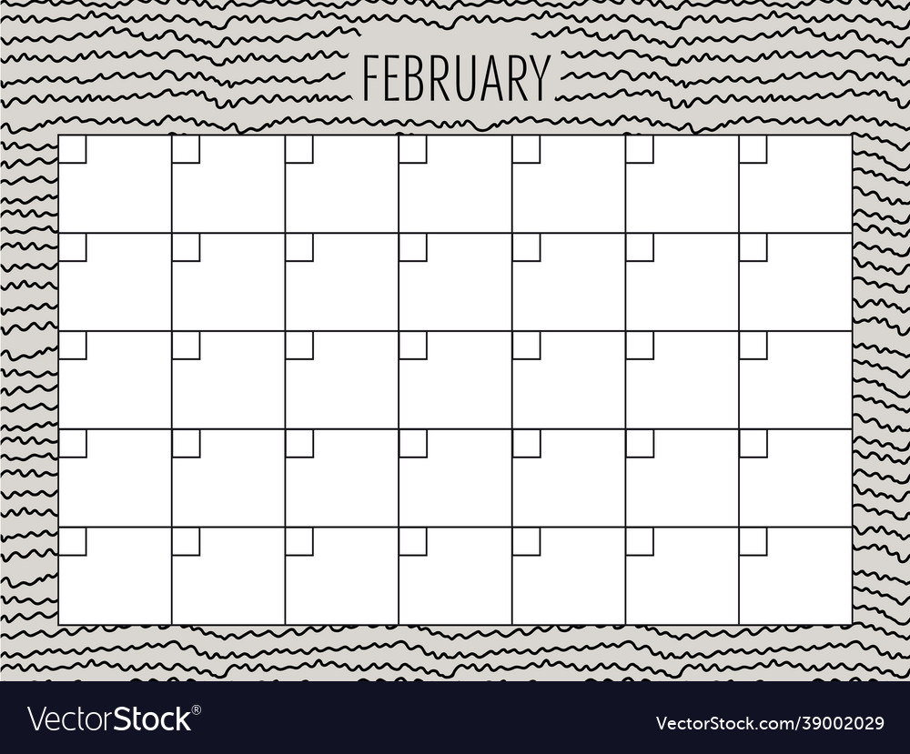 February universal monthly planner template Vector Image