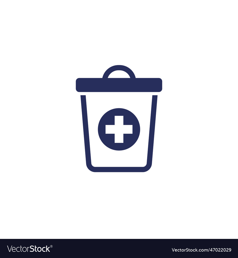 Medical waste icon with a trash bin