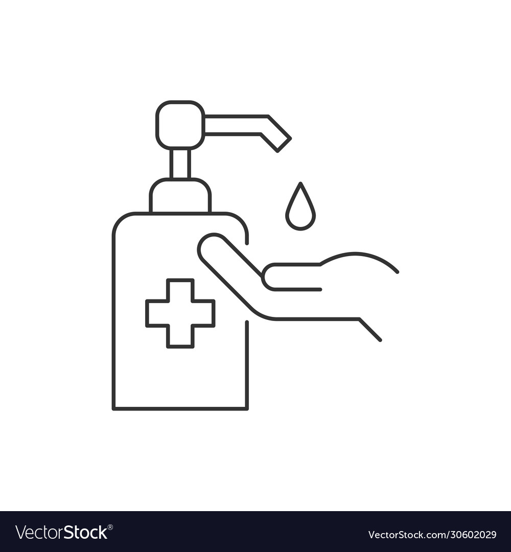 Use hand sanitizer line icon on white background Vector Image