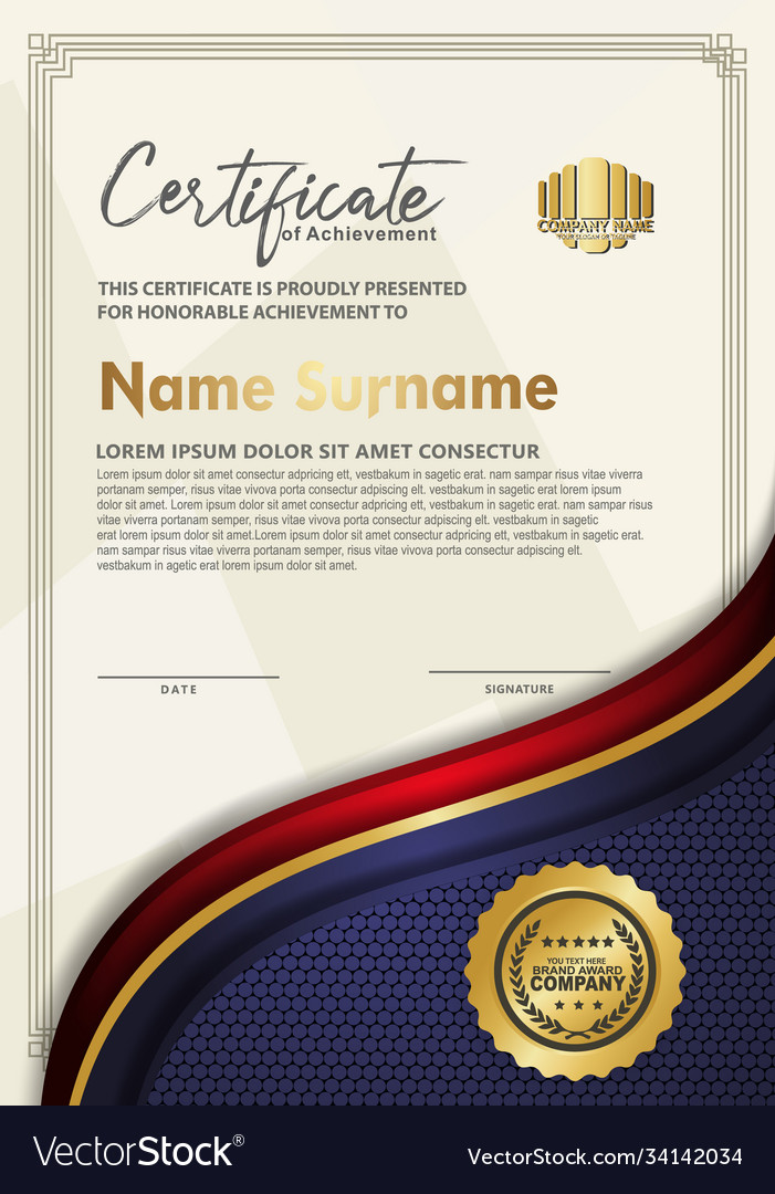 Certificate template with luxury and elegant Vector Image