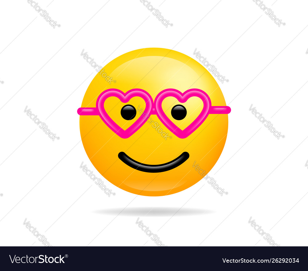 Emoji smile icon symbol smiley face with heart Vector Image