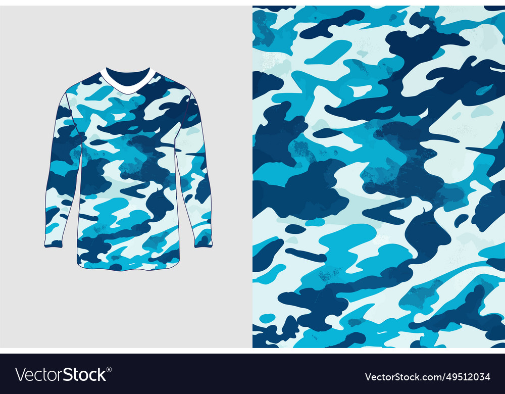 Long sleeve jersey grunge camo texture Royalty Free Vector