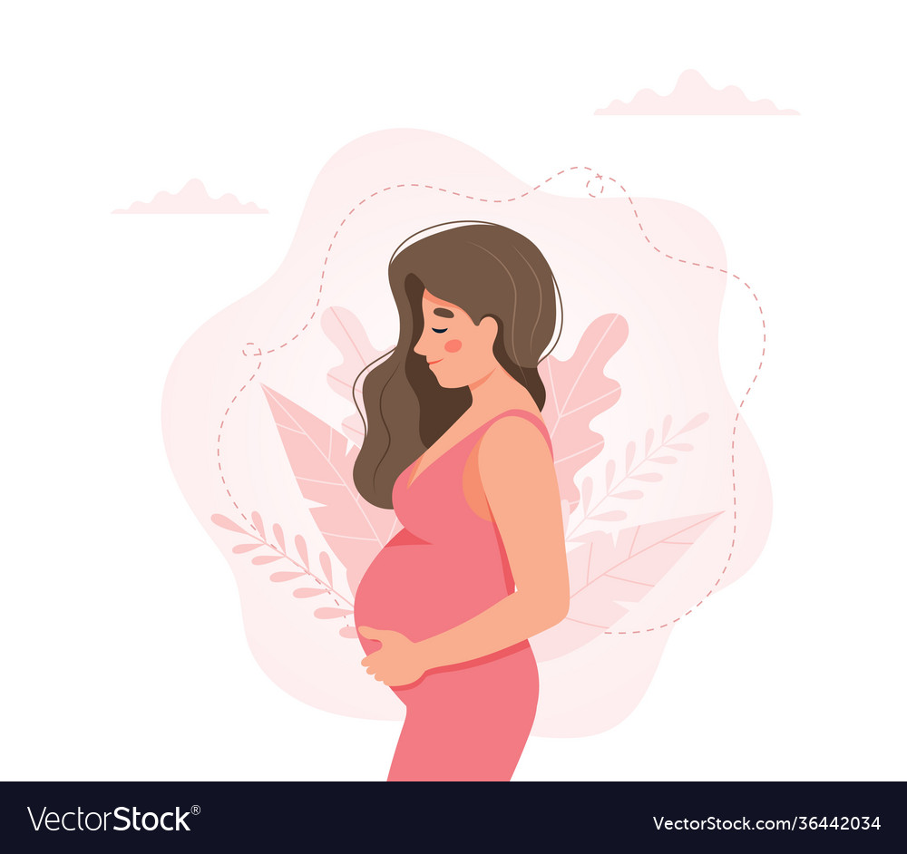 Pregnant woman concept in cute Royalty Free Vector Image