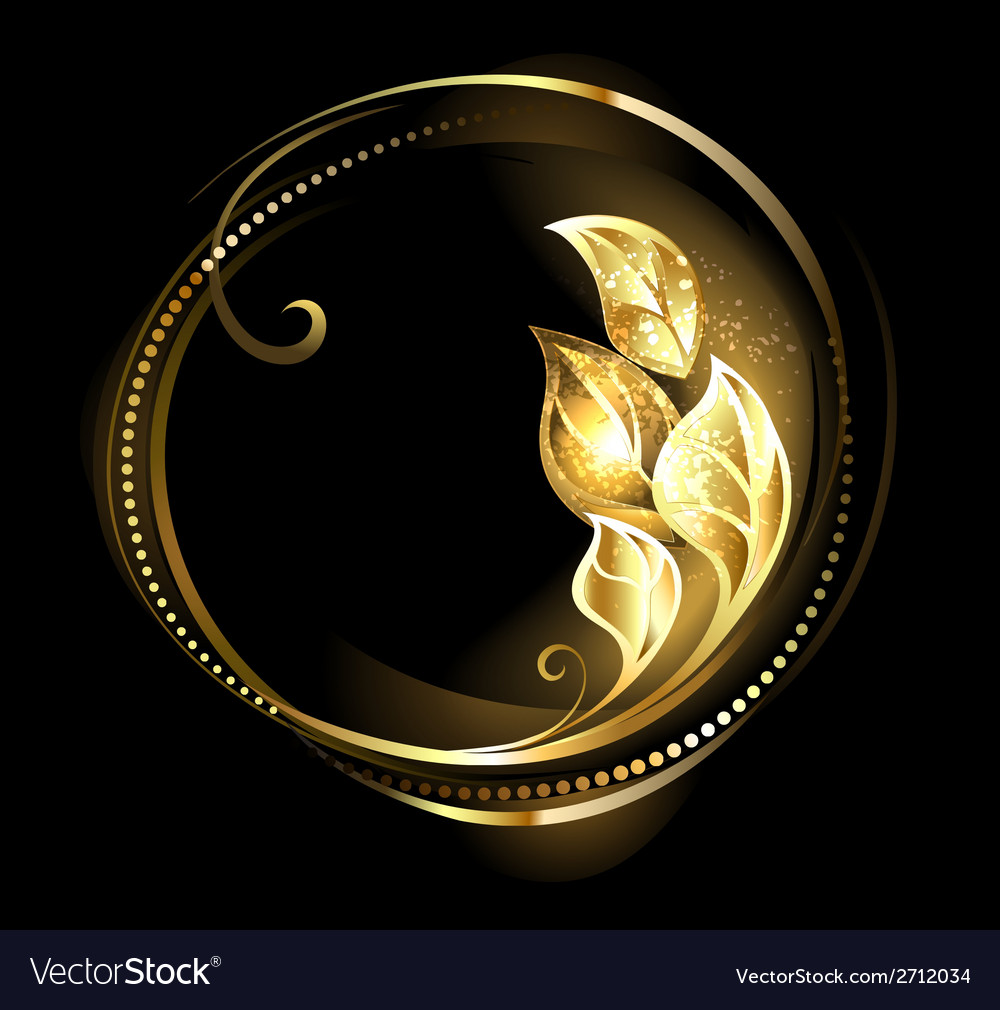 Round banner with golden leaves Royalty Free Vector Image