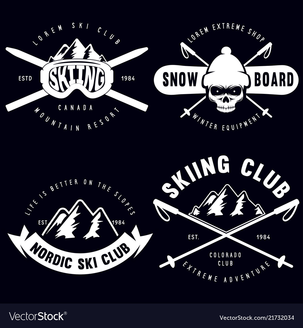 Set of vintage snowboarding ski or winter sports Vector Image