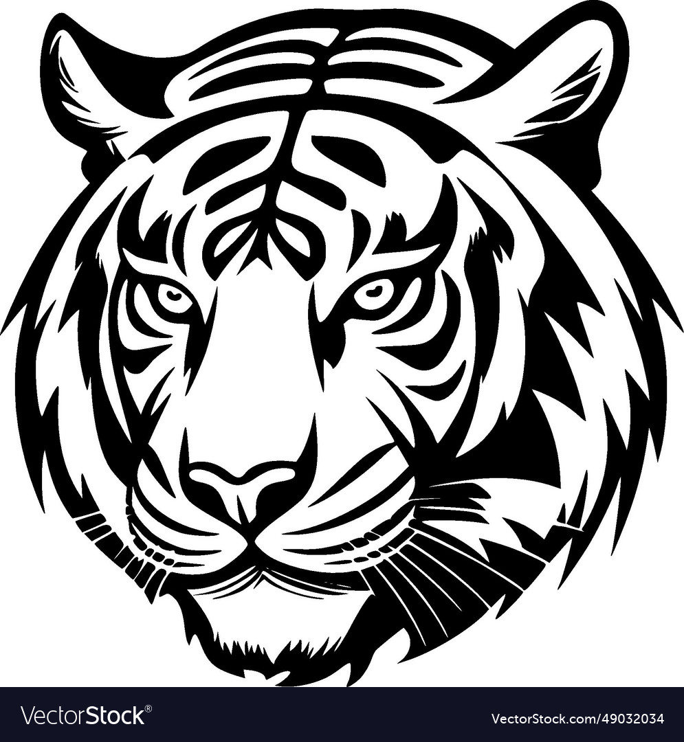 Tiger - black and white Royalty Free Vector Image