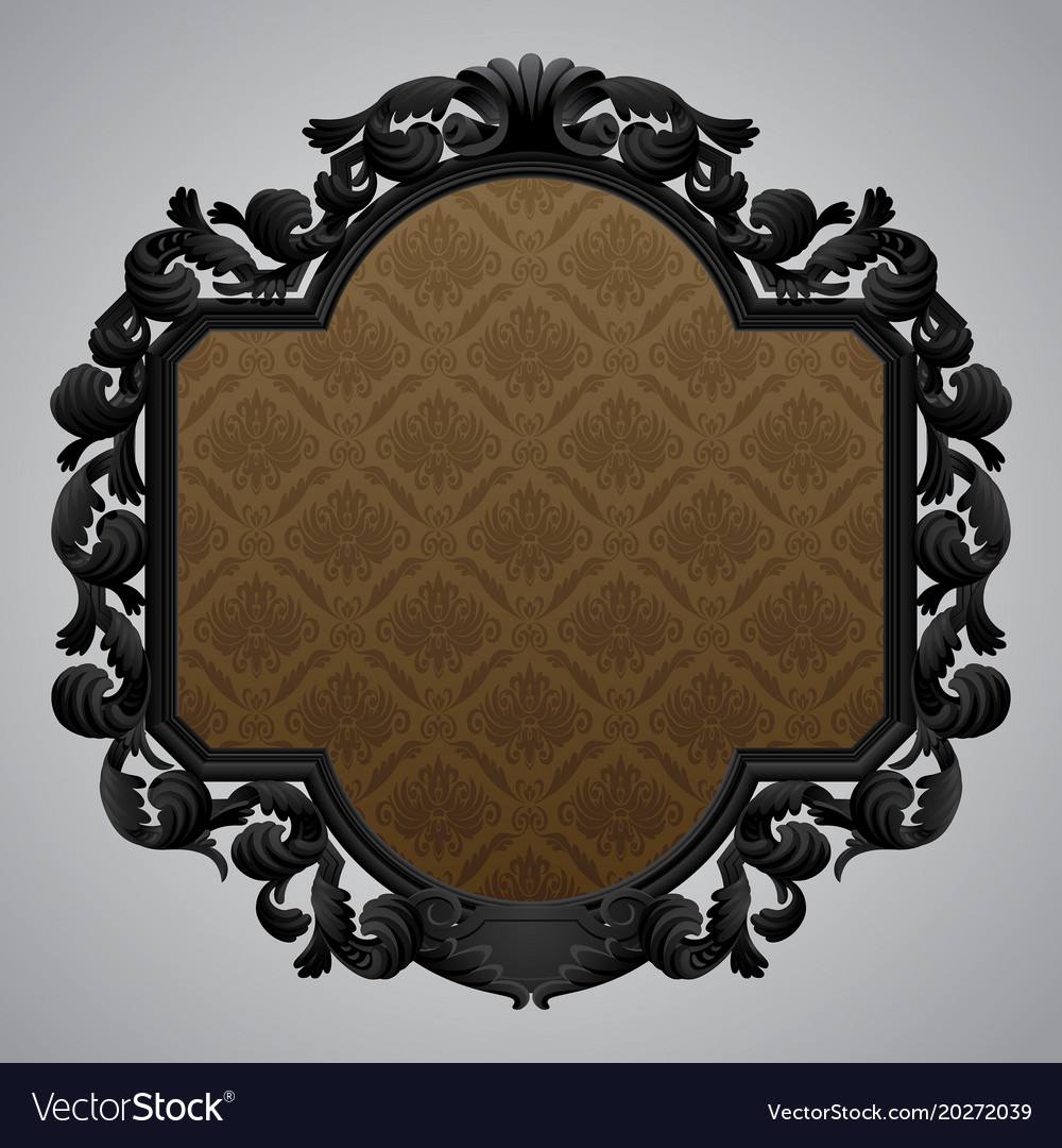 Black Baroque Carved Beige Frame With A Brown Vector Image