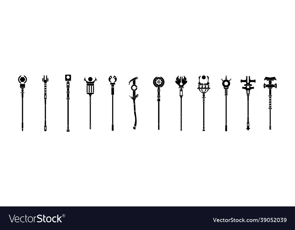 Black wizard staff magic sorcerer scepter Vector Image