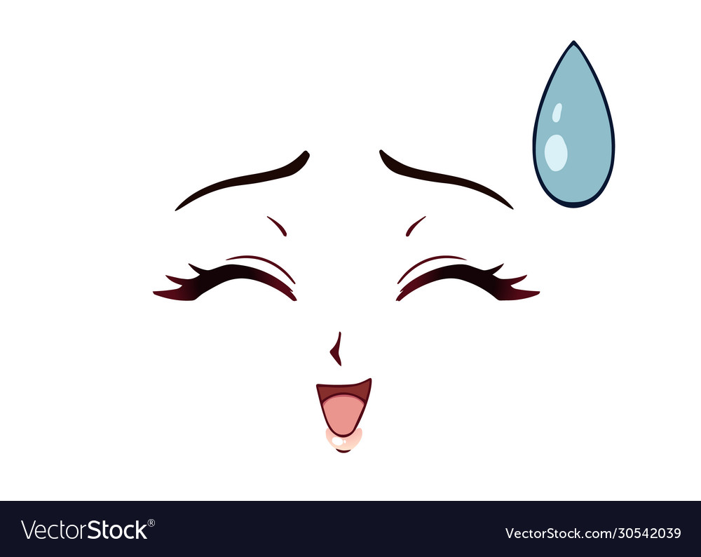 Happy anime face manga style closed eyes Vector Image