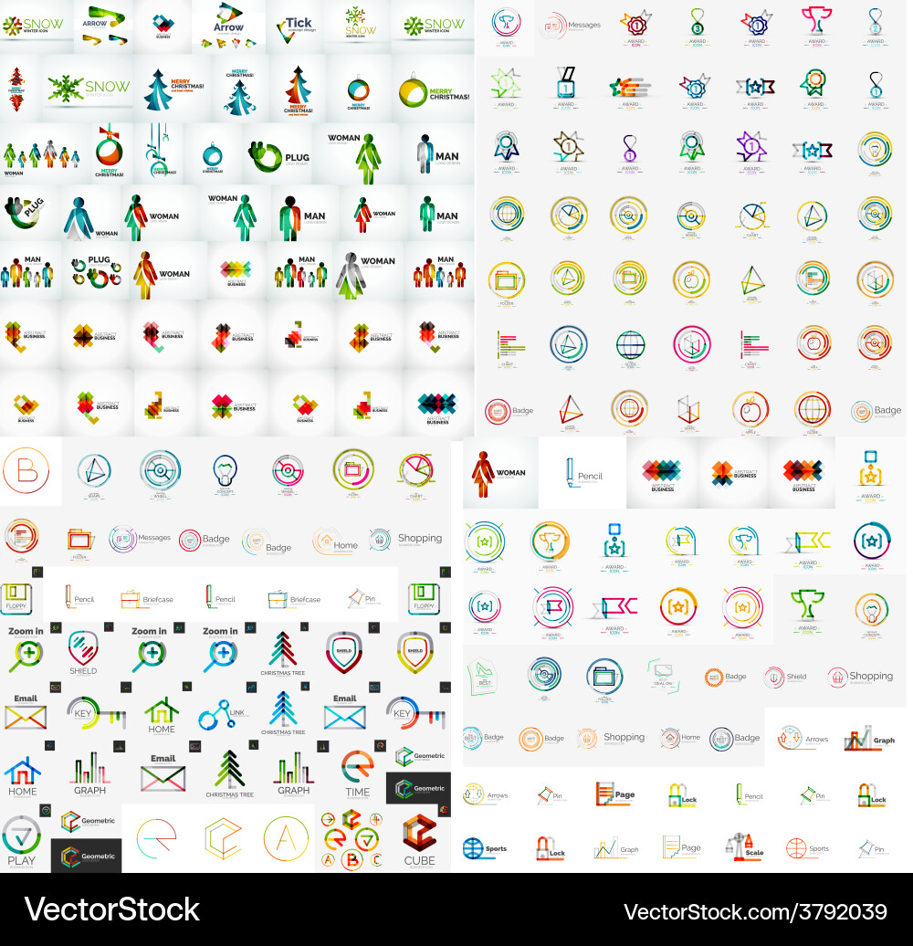 Logo mega collection Royalty Free Vector Image