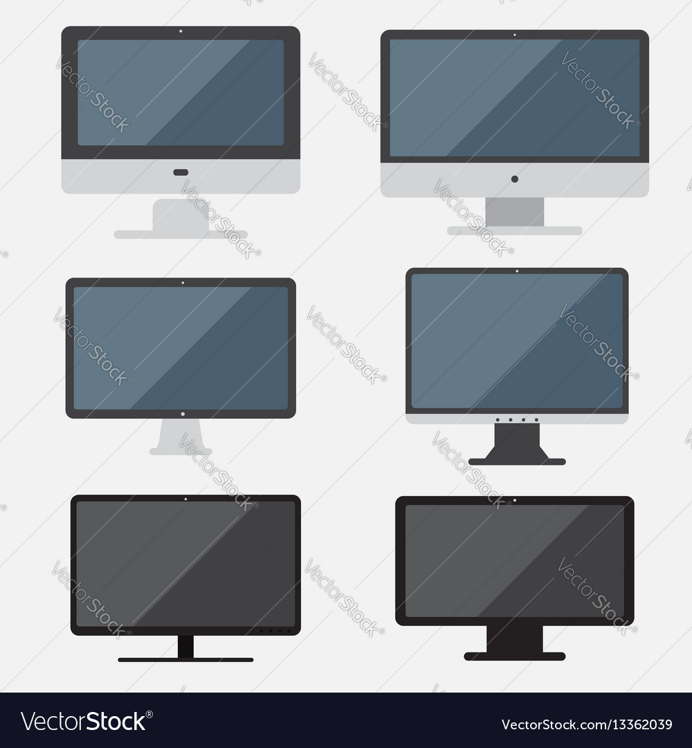 Set of computer computer flat design Royalty Free Vector