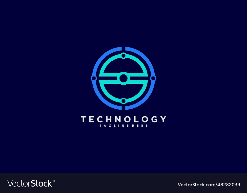 Technology logo design with gradient abstract Vector Image