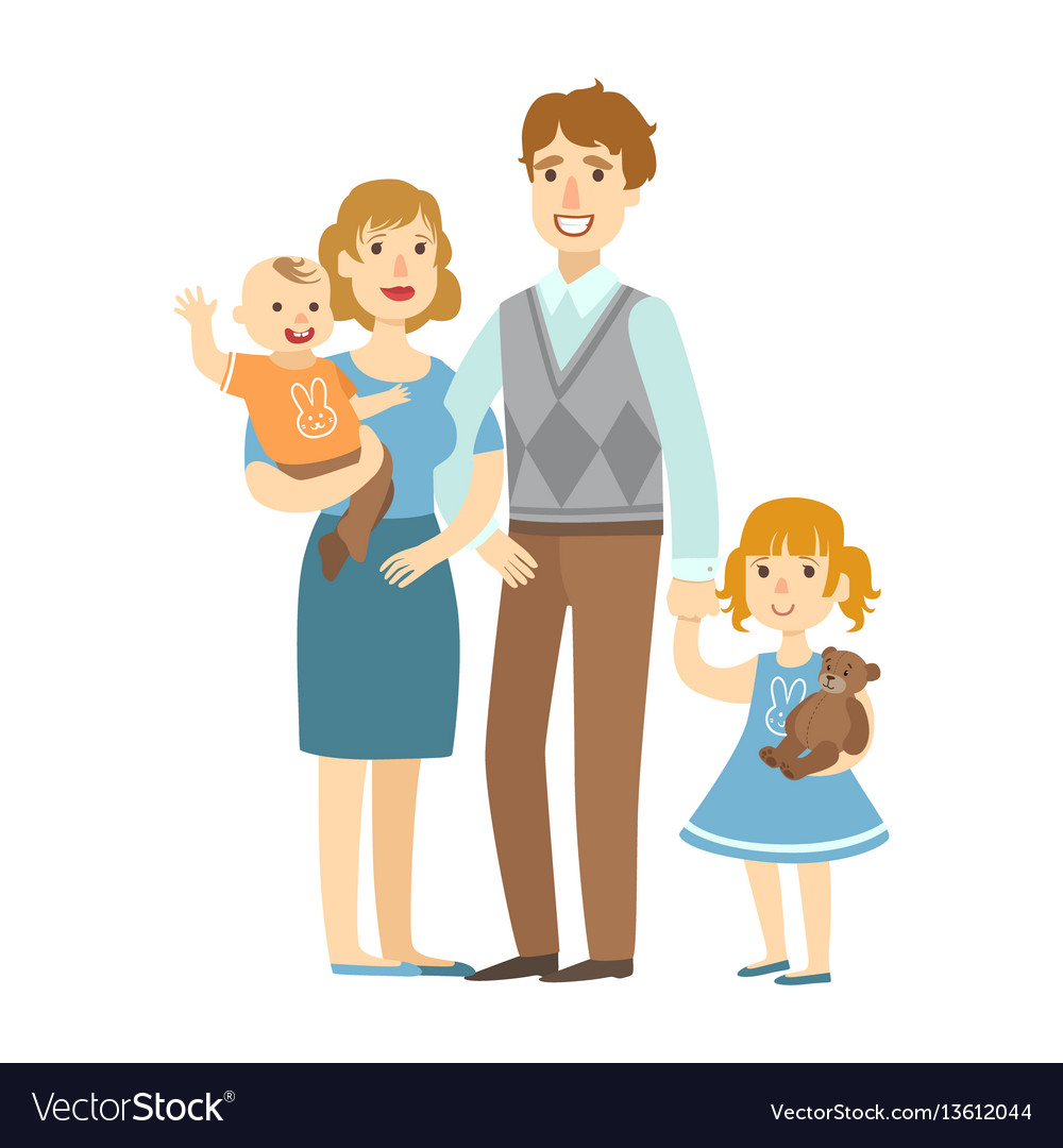 Father Mother Baby Boy And Little Daughter Vector Image