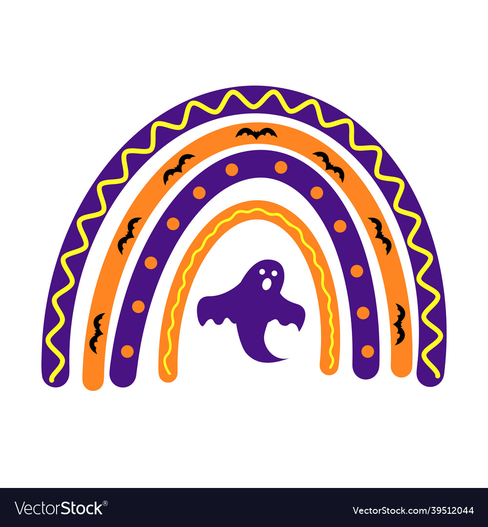 Halloween rainbow with ghost cute Royalty Free Vector Image