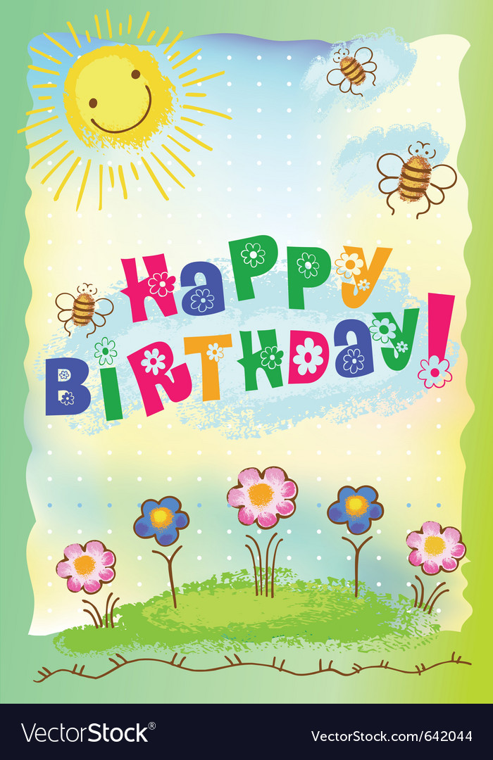 Happy birthday postcard Royalty Free Vector Image