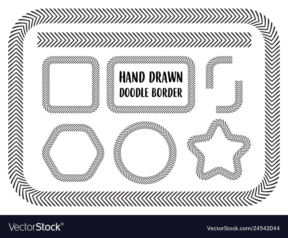 Set of hand drawn doodle border