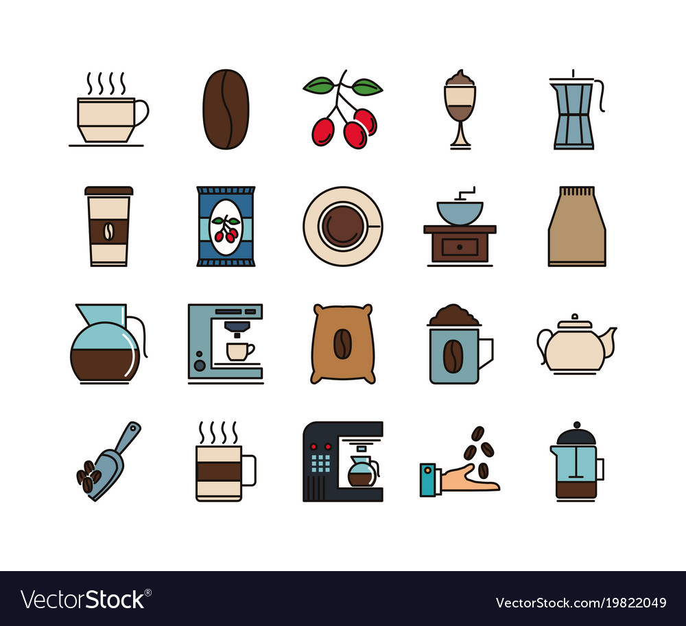 Coffee and tea beverage icon pack Royalty Free Vector Image