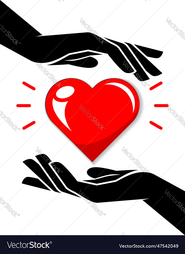 Couples hands holding heart Royalty Free Vector Image