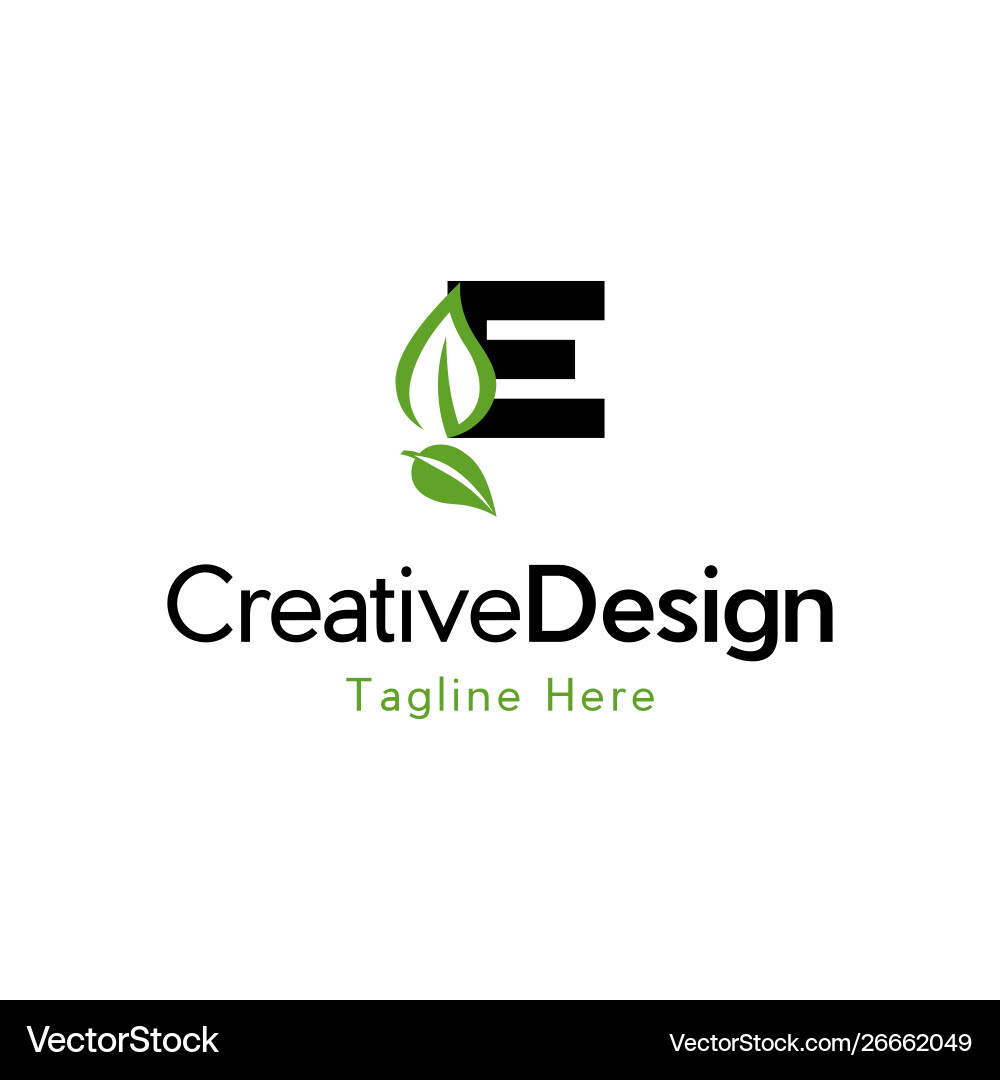 Letter e leaf naturally creative logo Royalty Free Vector