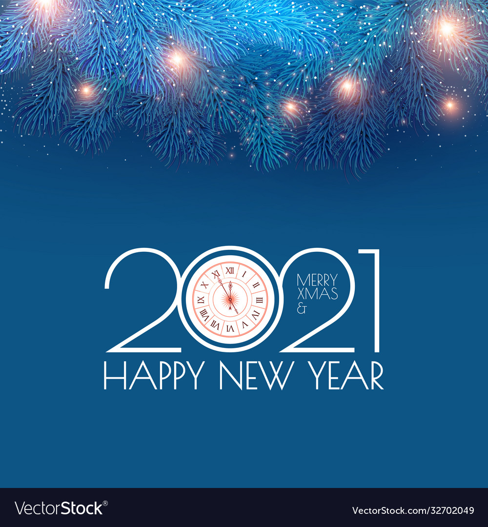 Merry Christmas And Happy New 2021 Year Holiday Vector Image