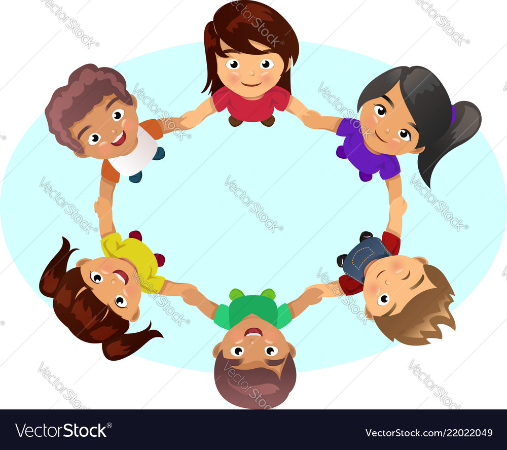 Multi-ethnic kids holding hands Royalty Free Vector Image