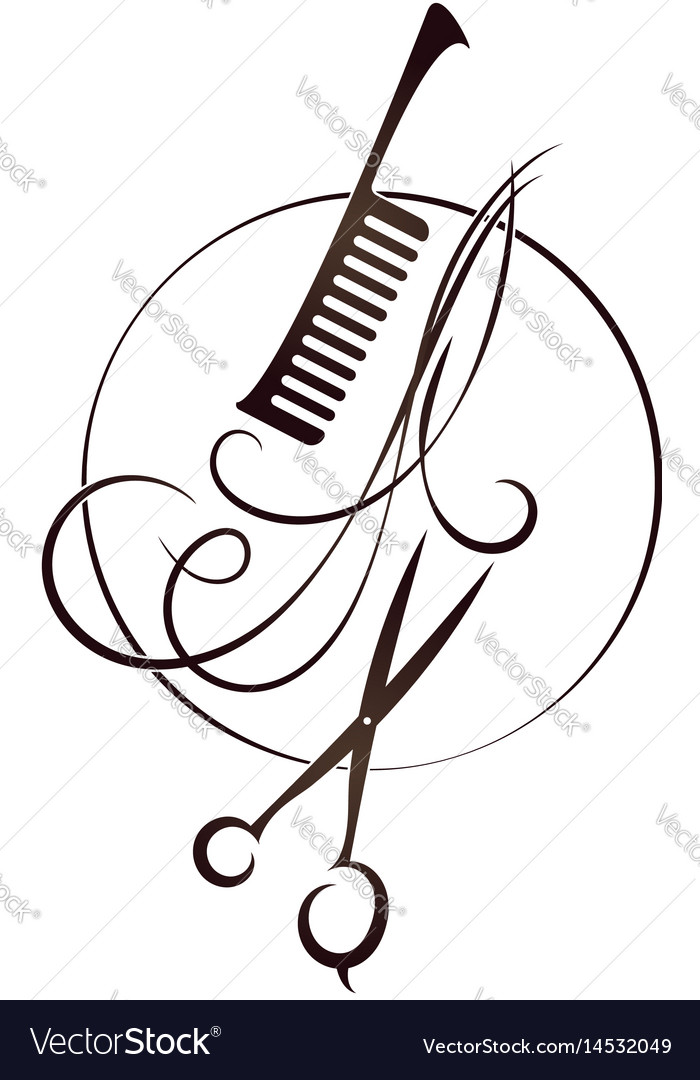 Scissors and hairbrush beauty salon symbol Vector Image