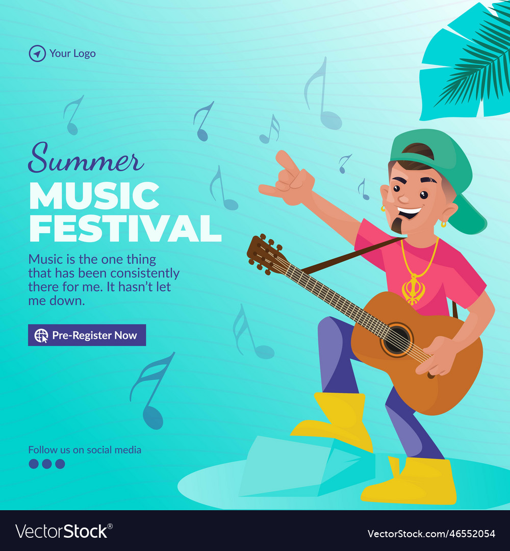 Banner design of summer music festival template Vector Image