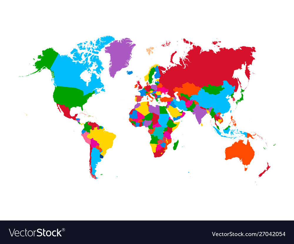 Colorful map world high detail political map Vector Image