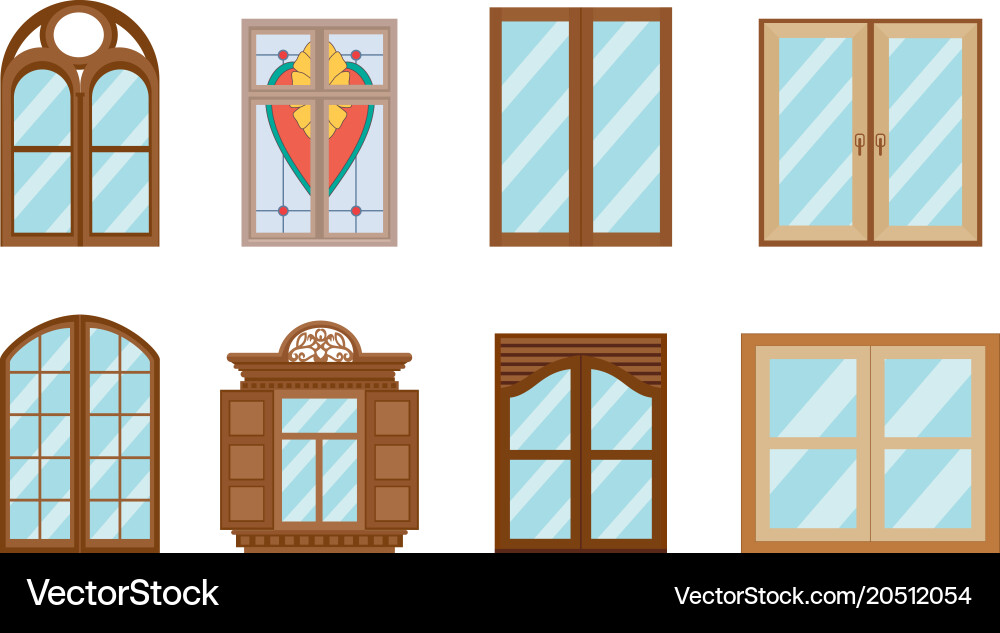 Set of windows different shapesmaterials Vector Image