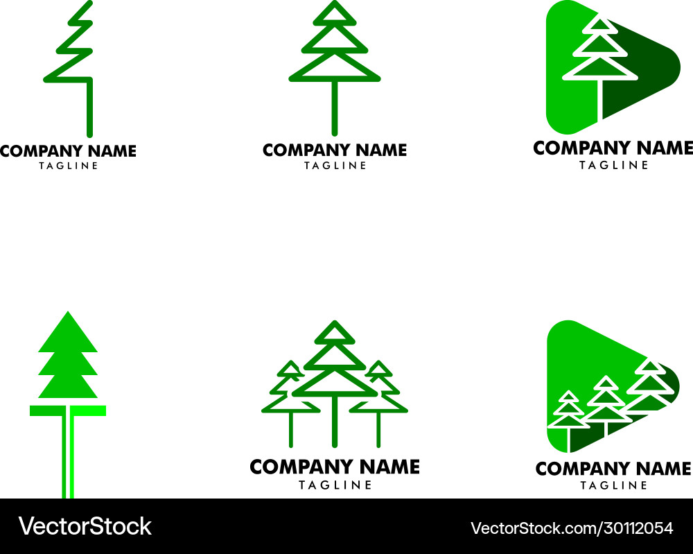 Set pine tree logo design template Royalty Free Vector Image