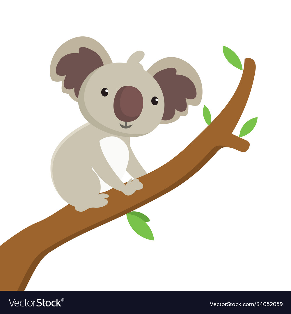 Koala climbing tree animal character Royalty Free Vector