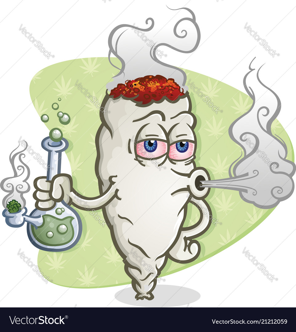 Marijuana joint cartoon character smoking a bong Vector Image